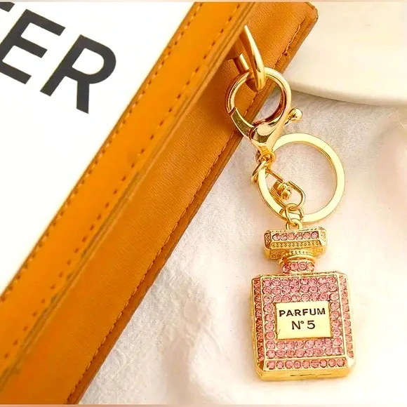 Full Diamond-Set Perfume Bottle Keychain - Picture 4 of 4